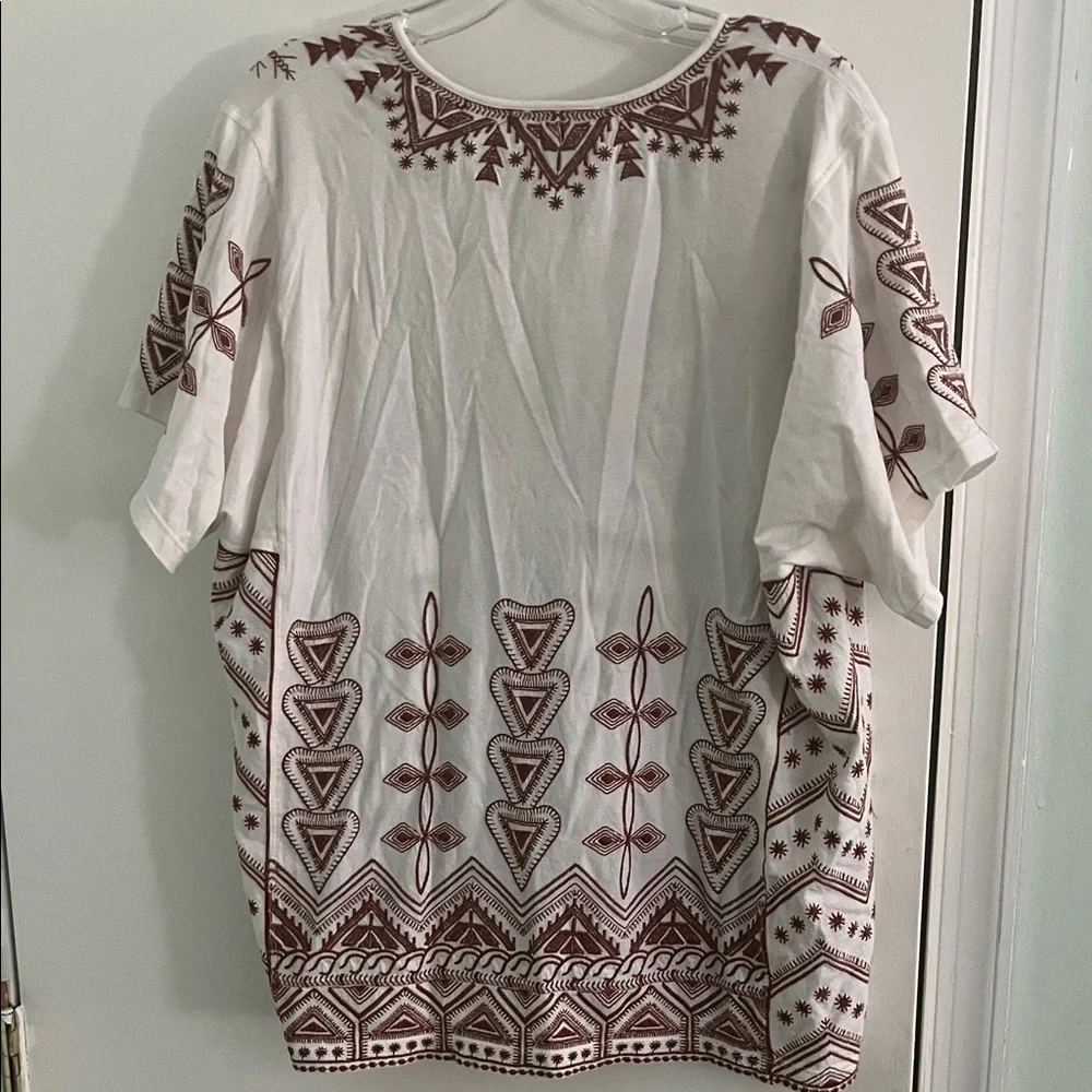 Johnny Was White and Brown Geometric Women's Top - Picture 3 of 3